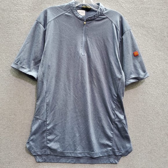 McDonald's Men Polo Shirt‎ Medium Gray Logo 1/4 Zip Short Sleeve Pullover - Picture 1 of 8